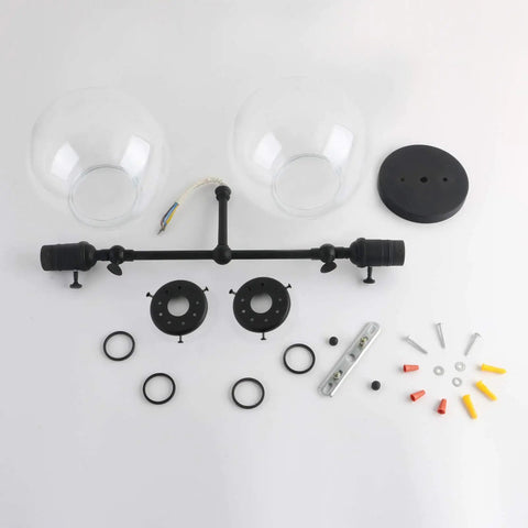 Two Light Vintage Wall Sconces With On Off Switch Globe Glass Vanity Bathroom Light Fixtures Industrial Style Wall Lighting For Living Room And Bedroom E26 Base 110 220V
