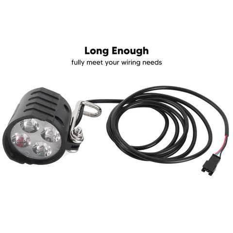 Ebike Headlight With Built In Horn 12W High Brightness LED Light For A Lit Night Ride 4 LED Beads One Point Five Meters Cable Universal 36V 48V 52V 60V Compatibility Safe Road Glow For Dark Streets And Late Night Commuting