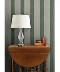 Pro Level Paste To Paper Rustic Victorian Wallpaper With Smooth Matte Linen Texture Hardcore Durable Vinyl Free Wallcovering, green and white striped wallpaper with lamp.