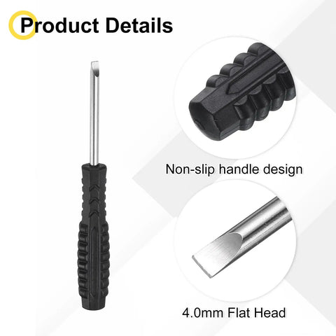 Solid Go To Mini Slotted Screwdriver With A Crisp 4.0mm Flat Head And Easy Grip Handle for watches and electronics.