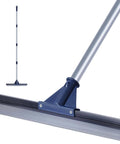 Heavy Duty Floor Squeegee With 62 Inch Stainless Aluminum Pole And Seventeen Point Five Inch Silicone Rubber Blade for concrete and tile floors