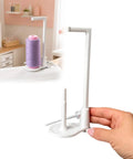 Heavy Duty Thread Spool Stand For Sewing Machines And Sweet White Cone Holder with purple thread on a sewing machine.