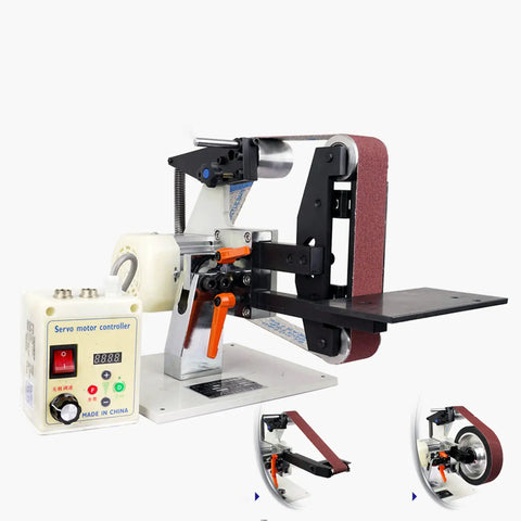 Heavy Duty Electric Belt Sander With Variable Speed Brushless Motor For Precision Knife Sharpening And 915X50MM Belt Size view of sander with servo controller and sanding belt.