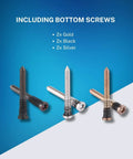 Top Shelf Complete Screw Replacement Kit For iPhone 14 Pro Max Featuring Heavy Duty Pentalobe And Logic Board Bolts In Multiple Finishes including gold, black, and silver screws.