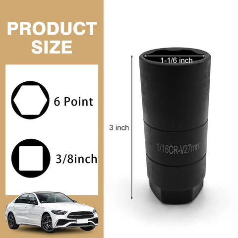 Oil Pressure Sensor Socket Kit For Three Eighths Drive Six Point Pro Auto Socket Fits One And One Eighth Inch Hex Wrench Gas Pressure