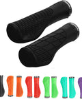 Ergonomic MTB grips with wrist support for mountain bikes, 22.2mm bars, black, anti-slip shock absorbing, multiple colors shown.