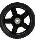 8-Inch PVC Mower Replacement Wheels With Bearings, single wheel image, black PVC material, heavy-duty grip traction
