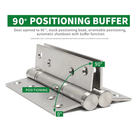 Two Pack Ball Bearing Butterfly Butt Folding Self Closing Door Hinges Stainless Steel Adjustable Wooden Spring Hinges shown at 90° position