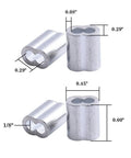 1/8 Inch Aluminum Crimping Sleeve Set For Wire Rope And Cable, Gritted Loop Ferrules, Durable Aluminum Crimp Ferrules, Easy To Use With Vise Or Pliers, Ideal For Dog Leashes And Cable Lines, 100 Pieces; 1/8 inch aluminum crimp sleeve with 0.29 x 0.45 inch dimensions