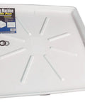 Heavy Duty Washing Machine Drain Pan With PVC Fitting, 32 Inch Outer Diameter By 30 Inch Pan, White, Made From High Impact Polypropylene