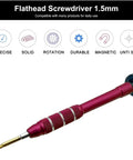 1.5Mm Precision Flat Head Screwdriver For Electronics, Magnetic S2 Steel Tip, Anti Slip Aluminum Handle, Free Spin Cap