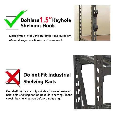 Boltless Shelving Hook Organizer Kit 7 Pieces Adjustable Storage Hanging Accessories For 1.5 Inch Keyhole Rack guide image