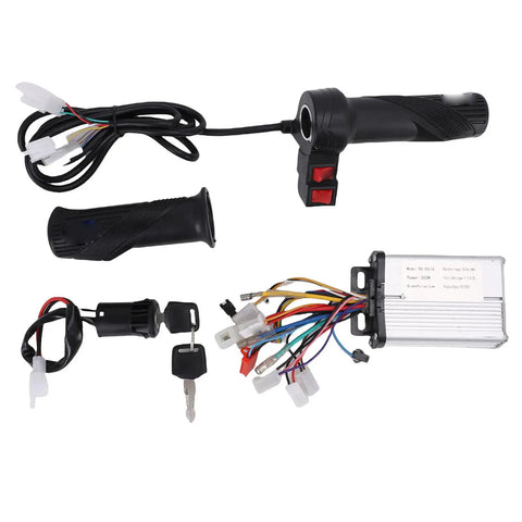 350W Electric Motor Controller Kit With Efficient Heat Dissipation For E Bikes Trikes And Motorcycles Aluminum Alloy Housing Rubber Brushed Throttle Grip Ignition Switch With 2 Keys Ride Ready Safe Reliable Integration