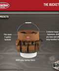 Bucketeer Bucket Tool Organizer Brown Fits Most 5 Gallon Buckets With Three Interior Loops For Hammers Drills Pry Bars And Other Long Handled Tools Grab And Go Durable And Easy Access