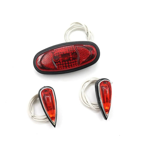 Bright LED Tail Light For Electric Tricycles And Ebikes 24V 36V 48V Compatible Turn Signal Waterproof Rear Warning Light With High Visibility For Night Riding Easy Mount For Multiple Models, red lens