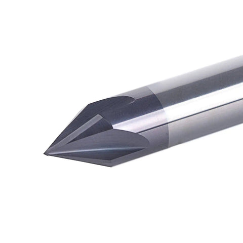 Heavy Duty Carbide V Groove Router Bit 60 Degree Chamfer End Mill 4 Flutes One Quarter Inch Shank