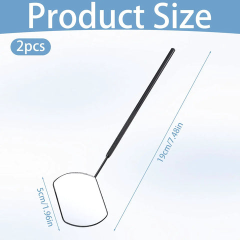 2 Pack Stainless Steel Oval Lash Mirror for Eyelash Extensions 2 Inch Detachable Inspection Mirrors for Lash Pros Crystal Clear Vision Distortion Free Viewing Go To Lash Tool for Precise Lashes and Quick Results, 19cm size