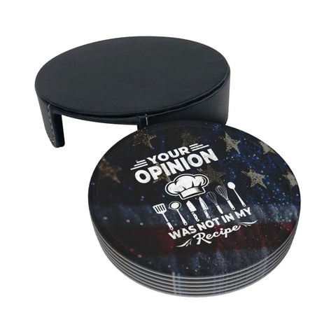 Six Leather Coasters With Holder Set For Home Bar And Office Use Microfiber PU Leather Drink Coasters For Weddings Parties