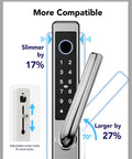 Slim Smart Fingerprint Door Lock With Keypad For Front Door, Childproof Deadbolt To Prevent Escape, IC Card Access, Silver Finish