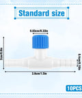 Pro Grade T Shaped Aquarium Air Valve Set 10 Pcs For Three Sixteenths Inch Inner Diameter Airline Tubing, dimensions shown