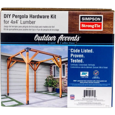 Outdoor Accents Pergola Hardware Kit In Black Powder Coated Steel With DIY Plans With Easy Install For 8x8 And 10x10 Open Top Pergolas Includes Straps Post Bases And Angle Connectors For A Sturdy Stylish Backyard Build