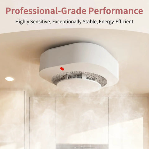Dual Sensor Photoelectric Smoke Alarm Pack For Home Fire Safety With Easy Test And Mute Button And Low Battery Warning Fast Response To Fires No Fuss Install 12 Pack mounted on ceiling