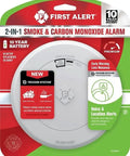 Front view of 10 Year Battery Powered Photoelectric Smoke And Carbon Monoxide Detector With No Fuss Setup Easy Install Loud Alarm