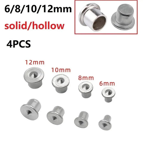 4 Piece Dowel Center Marker Set For Woodworking, Solid Steel Dowel Pin Aligners in 6mm 8mm 10mm 12mm sizes displayed