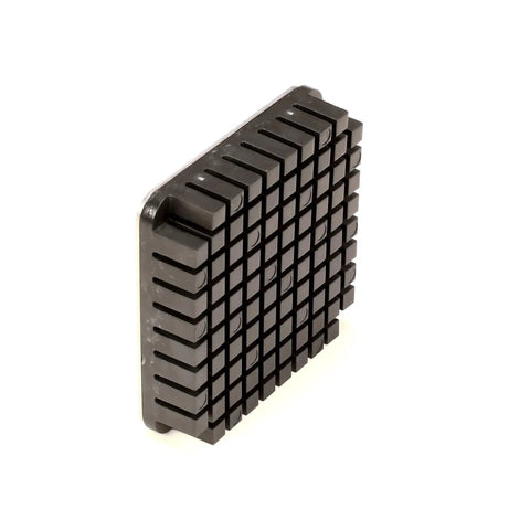 Genuine Replacement Push Block In Black For Commercial Countertop Dicers And Slicers Straight Up Built Tough For Heavy Duty Kitchen Crews Runs Smooth As Silk Daily, showcasing a durable black push block for dicing.
