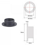 Flanged Sleeve Bearing Set 10mm Bore, 12mm OD, 6mm Length, 18mm Flange Diameter, 1mm Flange Thickness, POM Self Lubricating No Oil Needed Bushings Black, 4 Pack, Low Friction, High Load Capacity, Durable, dimension diagram