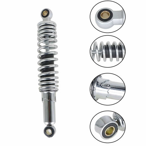 Chrome 320mm motorcycle rear shock absorber with heavy-duty steel construction, suitable for XL883 1200 72 48 RD350 G1 GS125 150cc.