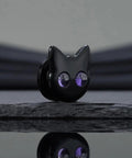 Black Cat Ear Gauges 5/8 Inch Stainless Steel Ear Tunnels With Dope Cartoon Cat Design And Purple Eyes For Standout Piercings