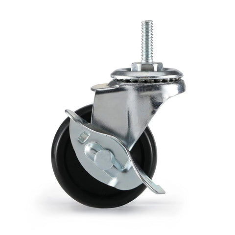 Set Of 4 Wire Shelf Caster Wheels For 0.75 Inch Post Shelving Posts, Replacement Metal Rack Castors, close-up view