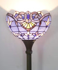 Dope Tiffany Style Floor Lamp With Blue Purple Baroque Stained Glass 71 Inch Tall Torchiere Pole Light 12 Inch Shade