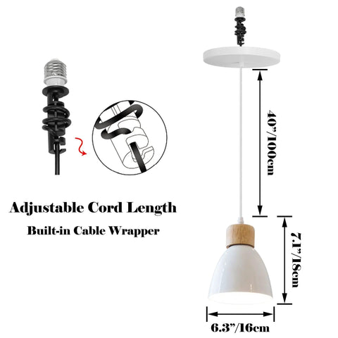 Kiven Instant Light Conversion Kit for 4/5/6inch Hole, Metal Farmhouse Lighting with adjustable cord 40 inches, size 6.3"/16cm, height 7.1"/18cm.