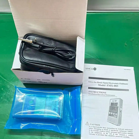 Non Contact Electrostatic Field Meter For ESD Testing And Static Charge Elimination Portable Field Meter With Precise Surface Charge Readouts And Ion Balance From 0 To 200V Ideal For Labs Workshops And On the Go, black case and manual
