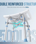 Heavy Duty Shower Chair 500lb Capacity, Padded Bath Seat With 6 Height Adjustable Tubes, Tool Free Assembly, Anti Slip Shower Bench