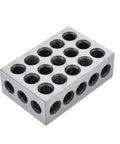 1-2-3 Block Set Built Tough For Milling, 5 Matched Pairs With 23 Holes, Pro Grade 0.0002 Inch Per Inch Precision, 1 X 2 X 3 Inch Hardened Tool Steel Jigs For Milling Machines shown with drilled and threaded holes