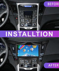 Awesome Android 15 Car Stereo For Hyundai Sonata 2010-2015 with 9 Inch Touch Screen installed, before and after view.