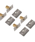 Heavy Duty Solid Brass Door Ball Catches Adjustable Self Latch For Closet Cabinet Doors Secure Hold Rust Proof Hardware Kit 4 Pcs showing two brass catches and matching strike plates.
