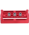 Adjustable Dowel Jig Kit With Precision Drill Bushing, anodized aluminum, front view, woodworking tool for easy hole placement.