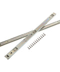 Heavy Duty Side Mount Drawer Slides 2 Pack Full Extension Ball Bearing Glides with screws on white background