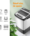 Slick 14 Lb Portable Washer Dryer Combo For Dorms And Rv Fits Any Sink with icons showing laundry capacity and size.