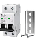 2 Pole 25 Amp AC Circuit Breaker For 120V 240V Systems DIN Rail Mount MCB With Visual Window Grid Tied Solar RV And Home Circuits on DIN rail