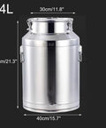 Cool Heavy Duty Storage Bucket With Secure Lids, 304 Stainless Steel Milk Can And Wine Pail Tote, Sealed Grain Container For Rice Coffee Beans Dog Food That Keeps Everything Fresh And Ready, 64L size.