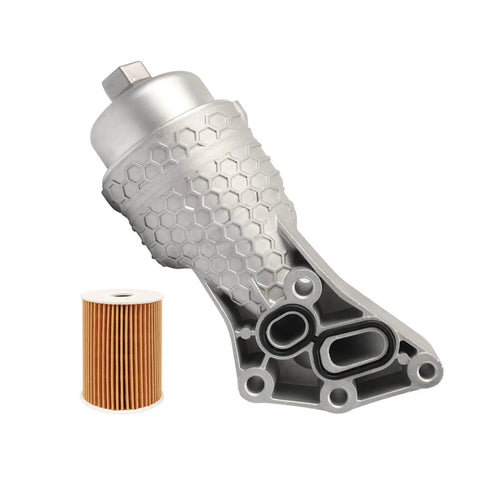 Genuine OEM Style Oil Filter Assembly 26300-3LAA0 And 26345-3LAA0 showing aluminum housing and oil filter for vehicle maintenance.