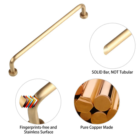 Solid Brass Cabinet Pulls 6.3 Inch 160mm Hole Center with fingerprint-free surface and solid construction