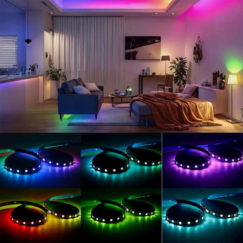 Individually Addressable LED Strip Light With WS2812B IC, 16.4Ft 300LED, 60LED Per Meter, 5050SMD Full Color RGB in cozy room