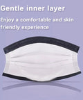 Bulk Black Disposable Face Masks For Adults, 3 Ply Breathable Earloop, showing gentle inner layer and soft non woven fabric.