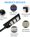 Diagram showing features of Dusk To Dawn Solar Street Light 50000LM With Motion Sensor Lit Outdoor LED Flood Light